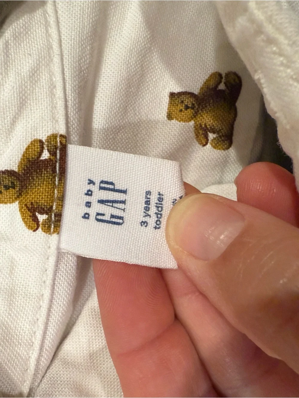 Gap Kids White Button-Up Shirt with Teddy Bear Print 3T